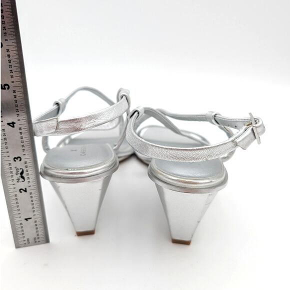 Caslon Paola Ankle Strap Wedge Sandal Women's Silver Metallic Size US8M EU39 - Picture 5 of 13